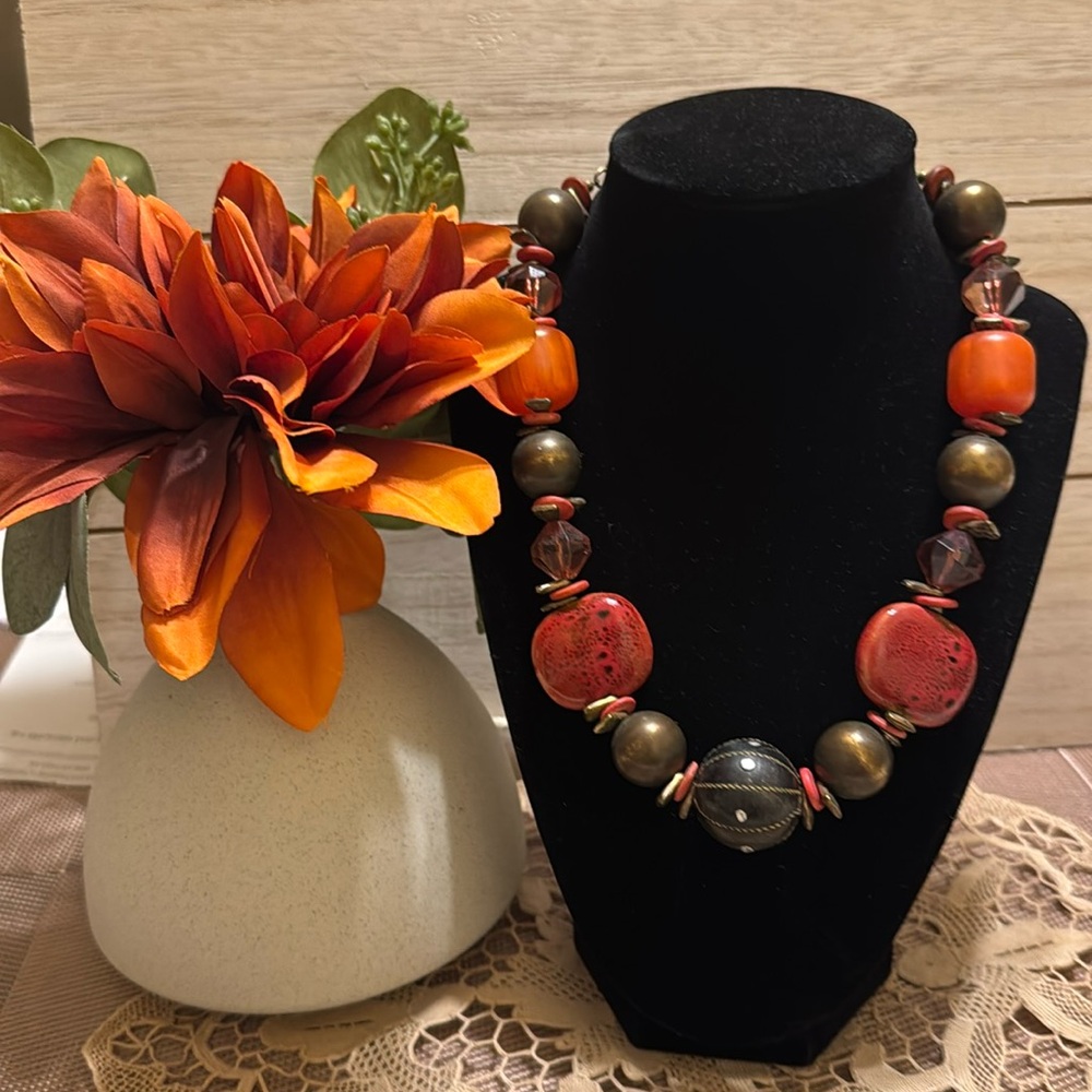 Chicos chunky beaded tribal style necklace